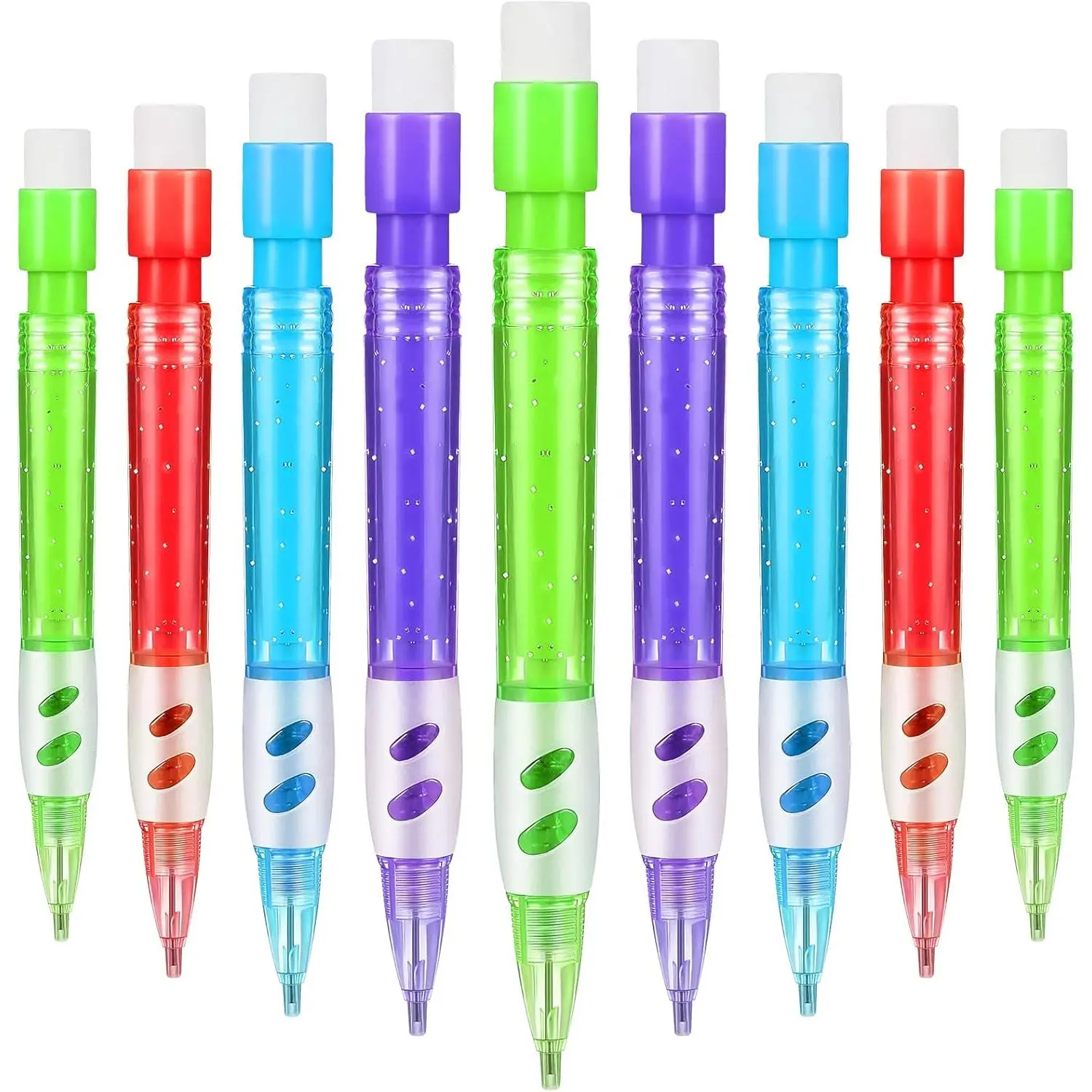 16-Count Compact Mini Mechanical Pencils, 0.7mm Plastic Body with Mini Erasers, Office School Drafting Tool Writing Drawing Stationery Supplies (Multiple Colors)