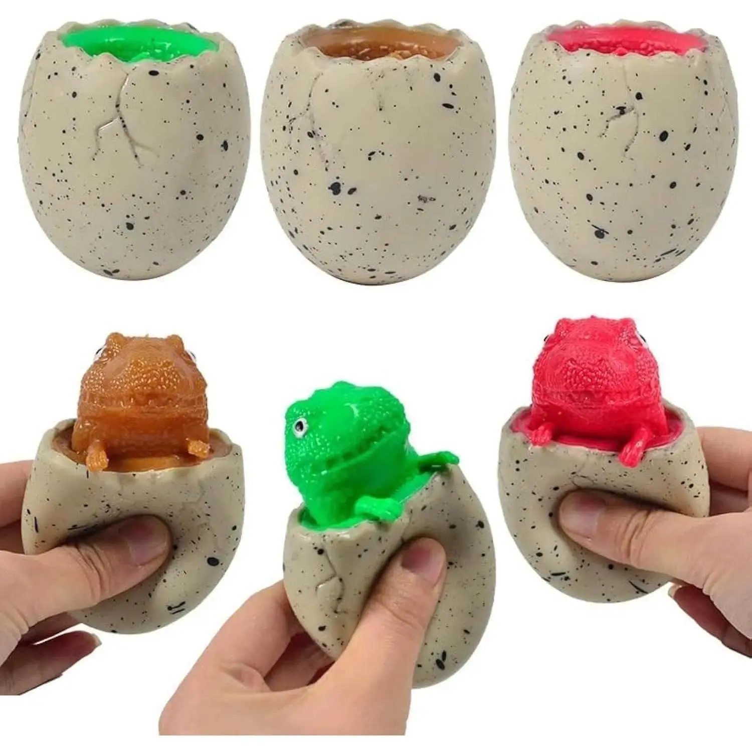 3 PCS Set Squeeze Toys Squishes Toy Decompression Colorful Evil Dinosaur Pop Out Eggs Squeeze Toys,Sensory Fidget Toys,Stress Relief for Kids & Adult Tricky Funny Novelty Toy