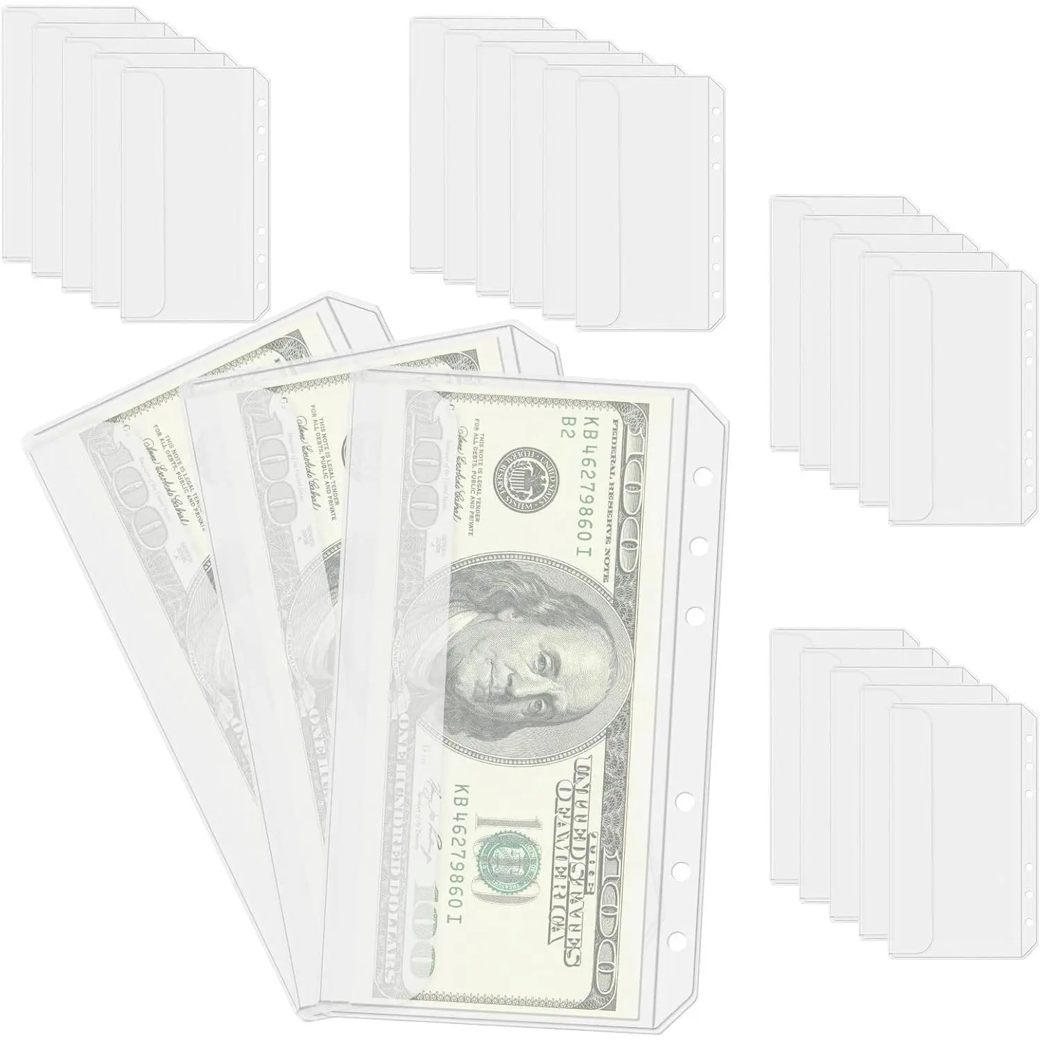 A6 Binder Pockets for 6 Ring Binder, Clear  Envelopes for Budgeting | 24 count Side Loading High Capacity  Organizer Durable  PVC Mini Pouch Folders Loose Leaf Filing Bags