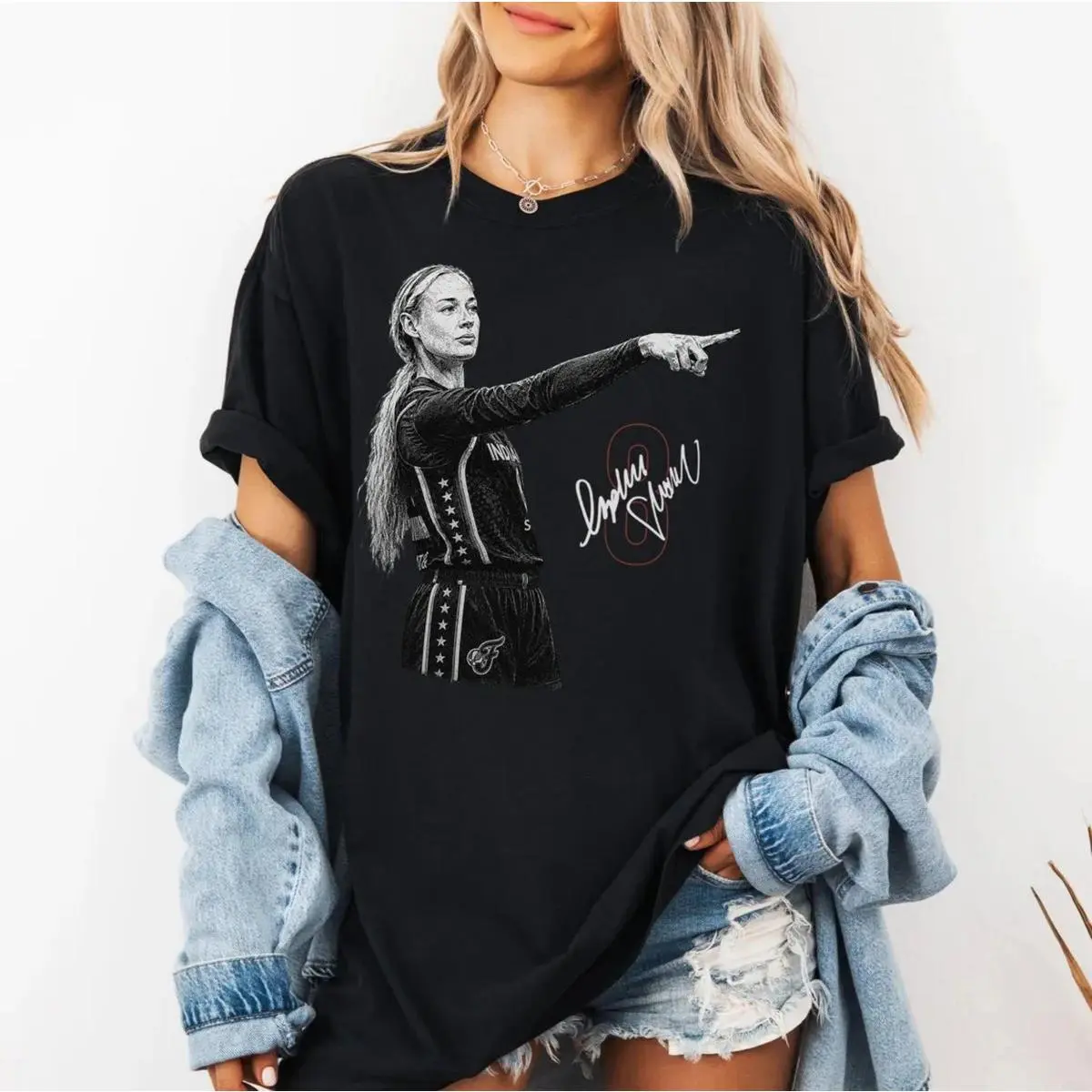Men's Sophie Cunningham Pointing Graphic Unisex Cotton T-Shirt, Athletic Fan Tee, Machine Washable, Do Not Bleach, Hang Dry, Multiple Sizes, Sophie Cunningham Pointing Graphic Men's Short-Sleeve T-Shirts, Outdoors, Sports, Unique Design, Party, Xxl