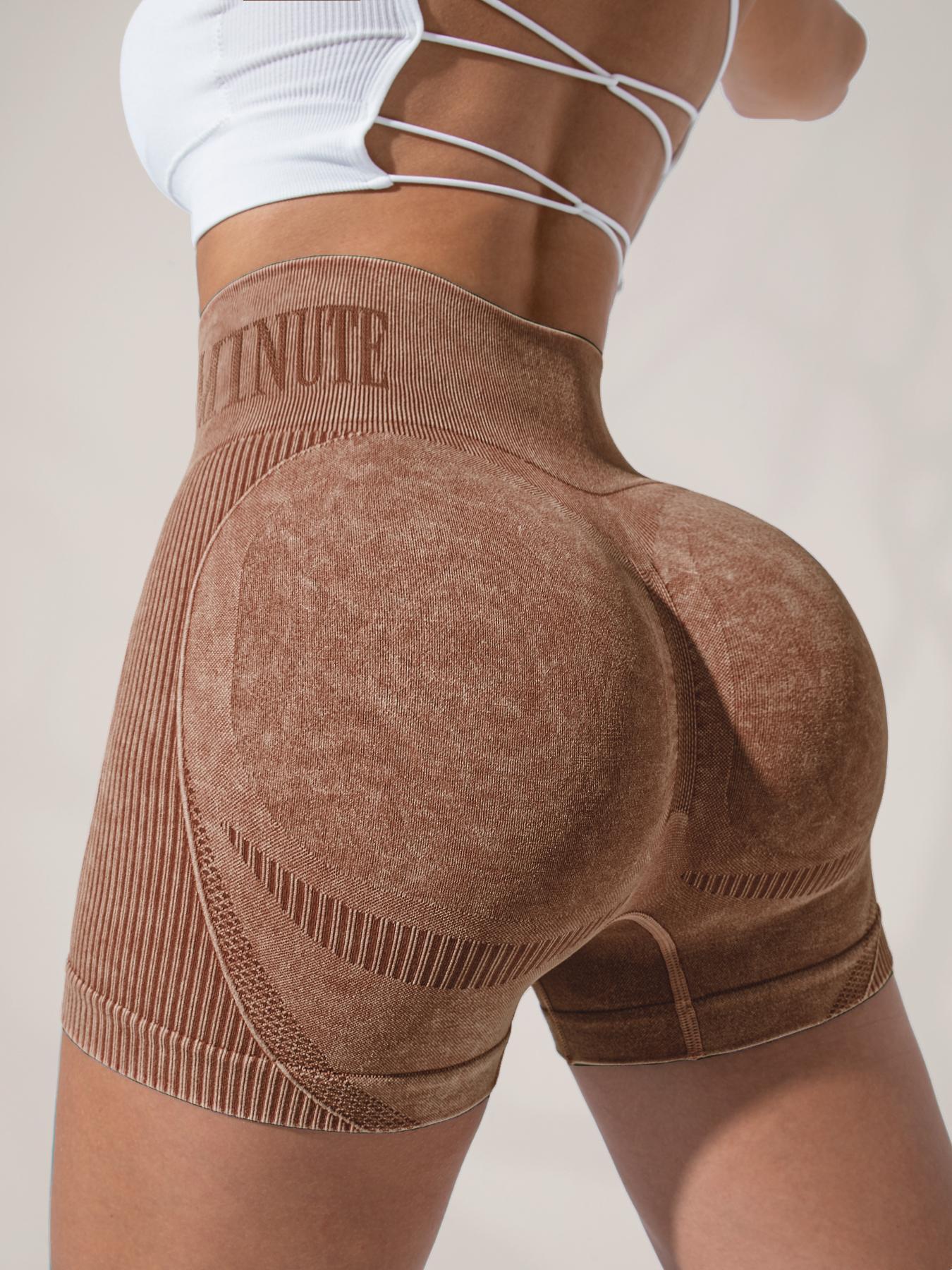 Women's Letter Print Seamless Sports Shorts, High Stretch Breathable Comfortable Skinny Shorts, Ladies Sportswear for Indoor Outdoor Wear, Gymclothes