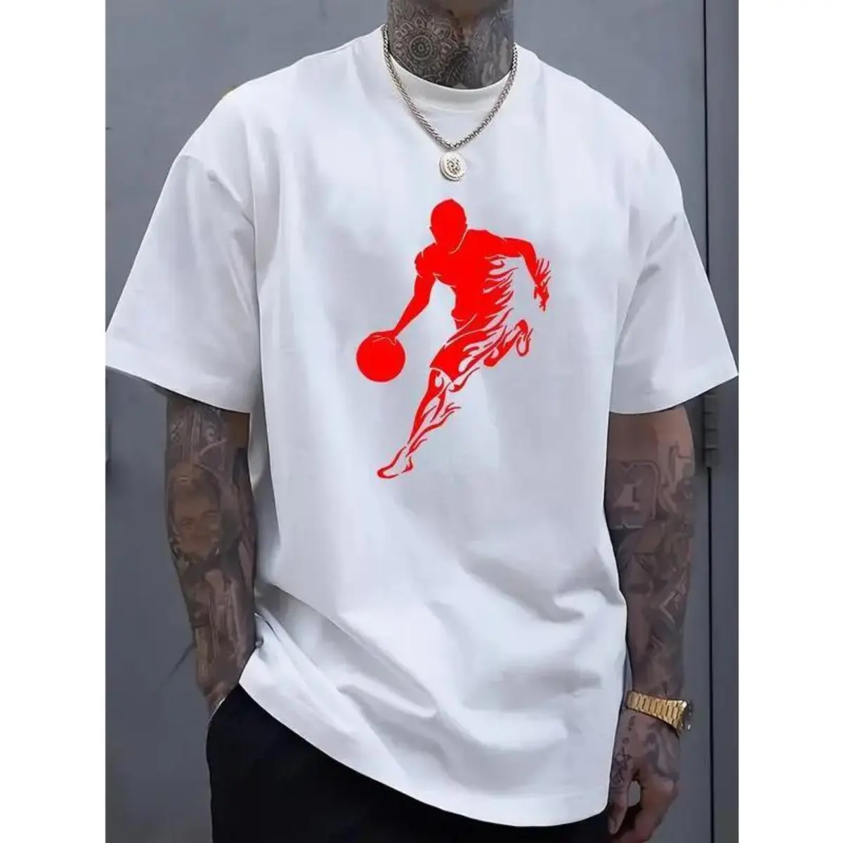 Basketball Graphic Tee, Urban Streetwear Sports Shirt, Athletic Style Gift For Men, Casual Daily Wear Top, Birthday Gift Holiday Gift