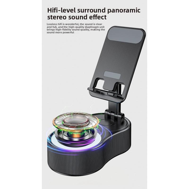 Smart Wireless Bluetooth Speaker with Induction Phone Stand for Music and Video, 5-in-1 Home Office Vertical Tablet Holder