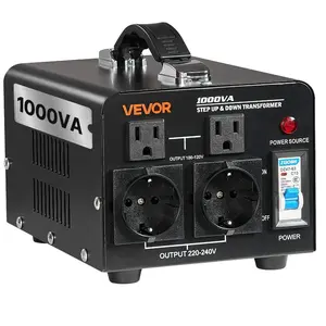 VEVOR Voltage Auto Converter Transformer, 3000VA, Heavy Duty Step Up/Down Power Transformer, 110V to 220V and 220V to 110V, with 3 US Outlets, 3 EU Outlets, LCD Display, Circuit Breaker Protection
