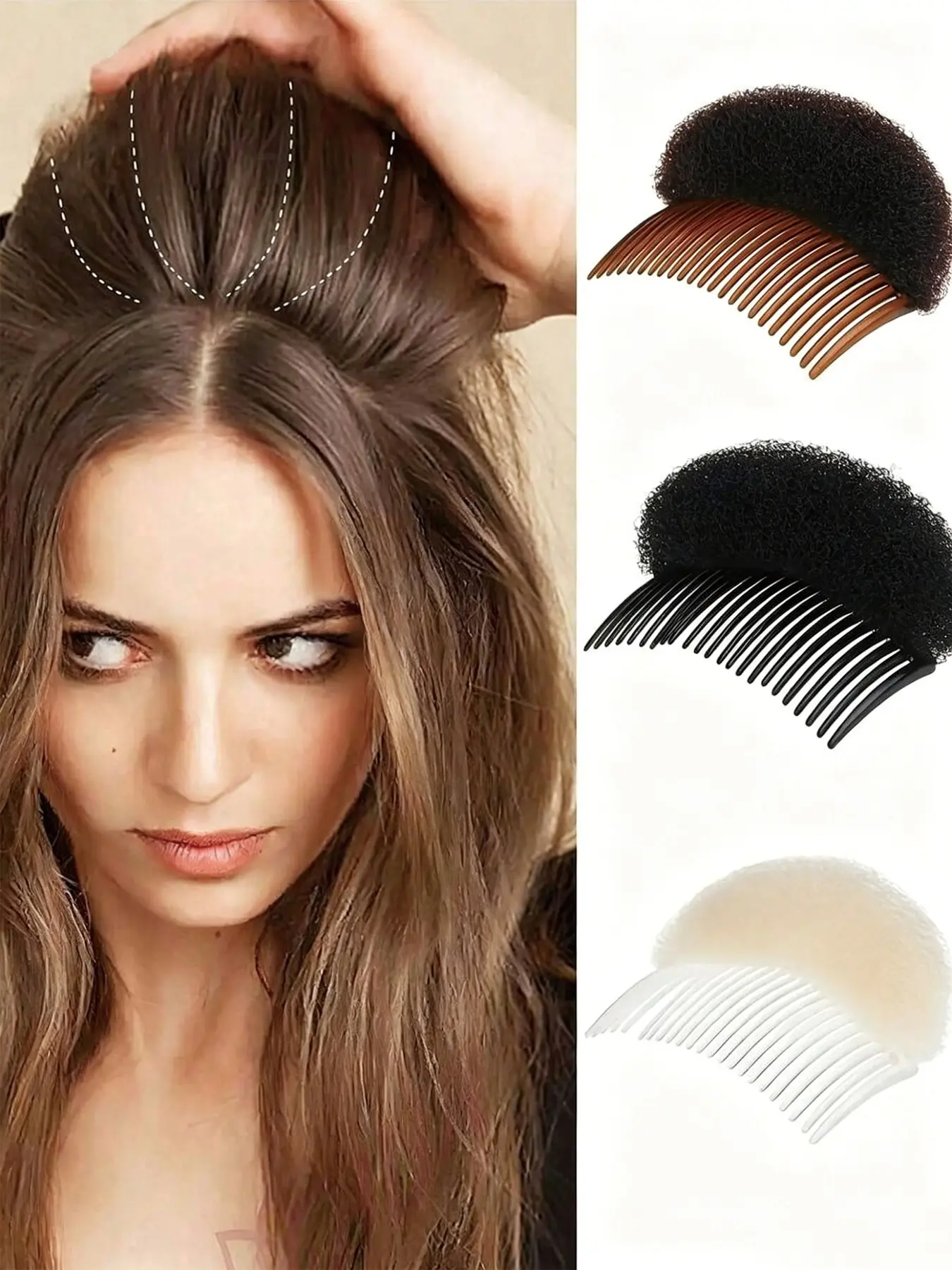 Fluffy Sponge Hair Pad, Root Lifting Tool, Invisible Hair Pad, Double-Sided Sponge Comb, Women's Clip-On Foam Pad, DIY Hairstyling Accessory, Hair Style Accessory