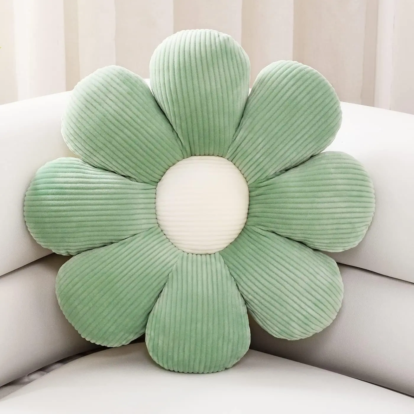 Flower Pillow Shaped Throw Pillow Butt Cushion Flower Floor Pillow,Seating Cushion,Cute Room Decor & Plush Pillow for Bedroom Sofa Chair(Green,15.7'')
