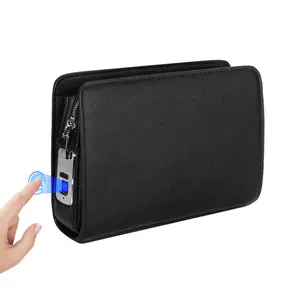 Sleek Biometric Lock Mens Clutch Bag| Scratch-Resistant & Waterproof Business Handbag with Type-C Charging| Father's Day Gift