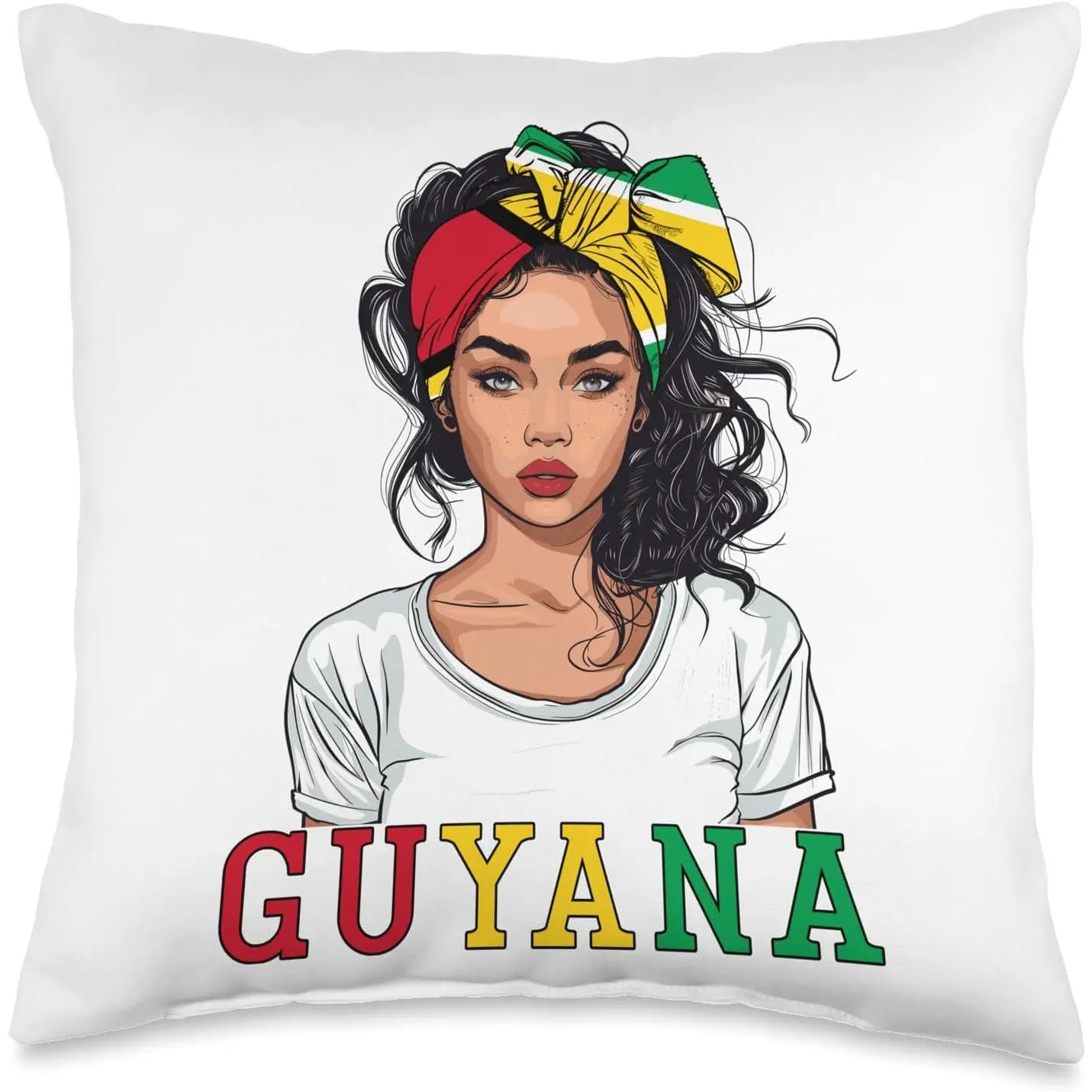 Guyanese Woman Flag Souvenirs for Guyana Throw Pillow