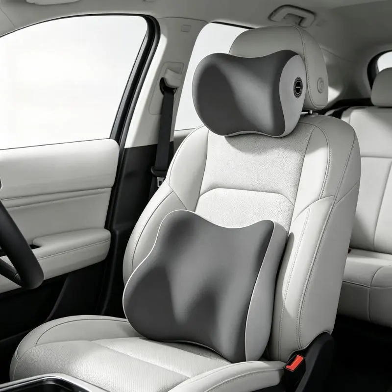 Automotive Car Neck Pillow & Lumbar Support Cushion Set, 3D Butterfly Design, Memory Foam, Breathable Ergonomic Auto Accessories, Car Interior Accessories, 1 Size, Back Soreness Relief for Long-Driving, Gamers, One Size