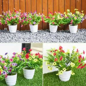 OUTGOODS UV-Resistant Multicolor Artificial Silk Flowers with Ferns - 30 Bundles - Realistic Faux Plants for Outdoor & Indoor Home, Porch, Patio, Yard Decor - Season & Summer Arrangement