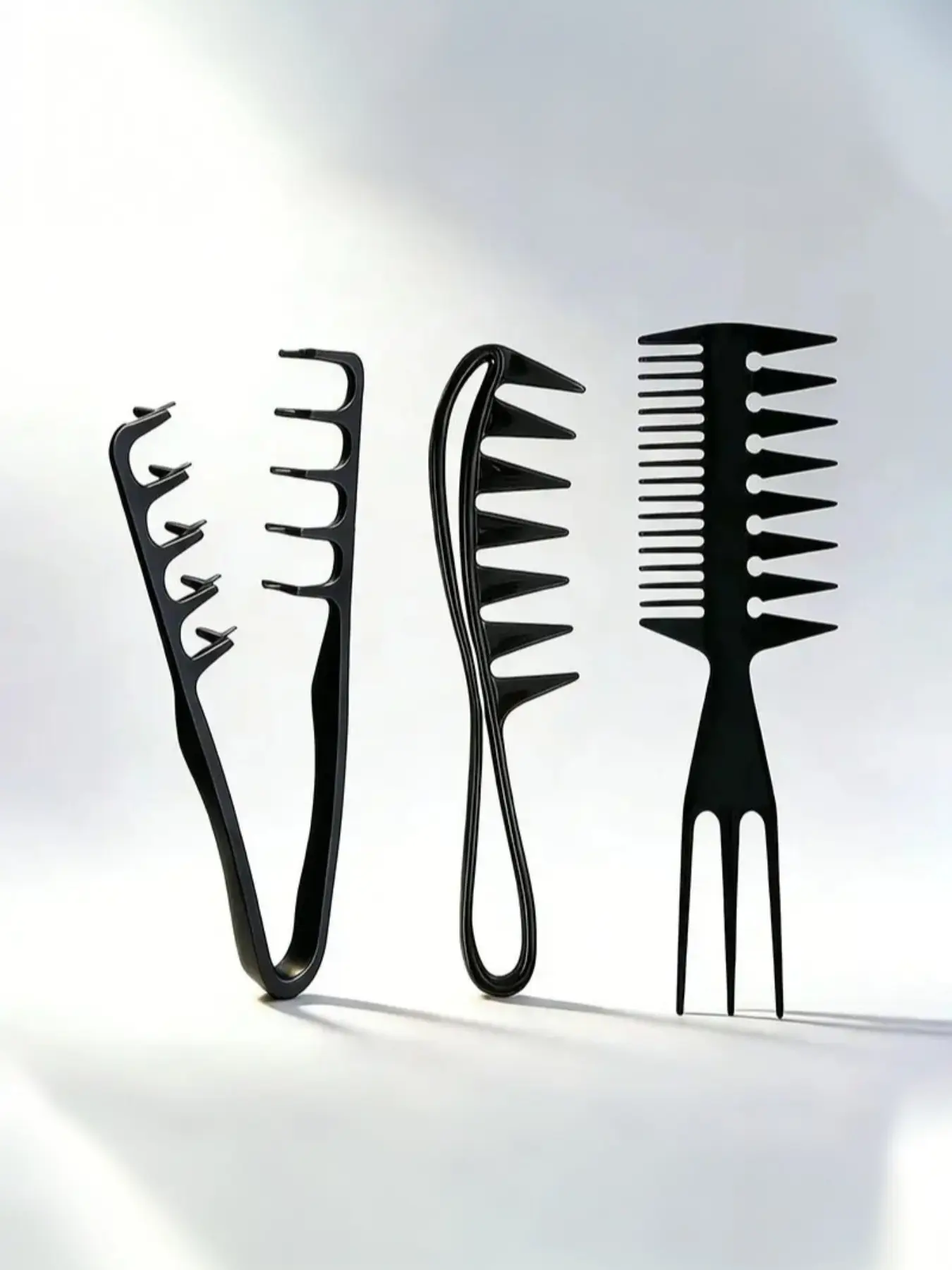 3Pcs Barber Styling Comb Set, Anti-Static Wide Tooth Texture Comb, Root Lifting Volumizing Tool, Pompadour Slick Back Wave Comb, Afro Hair Pick, Barber Combs, Salon Supplies, Barber Accessories, Fade Undercut Tool, Father's Day Gift for Barbers & Men