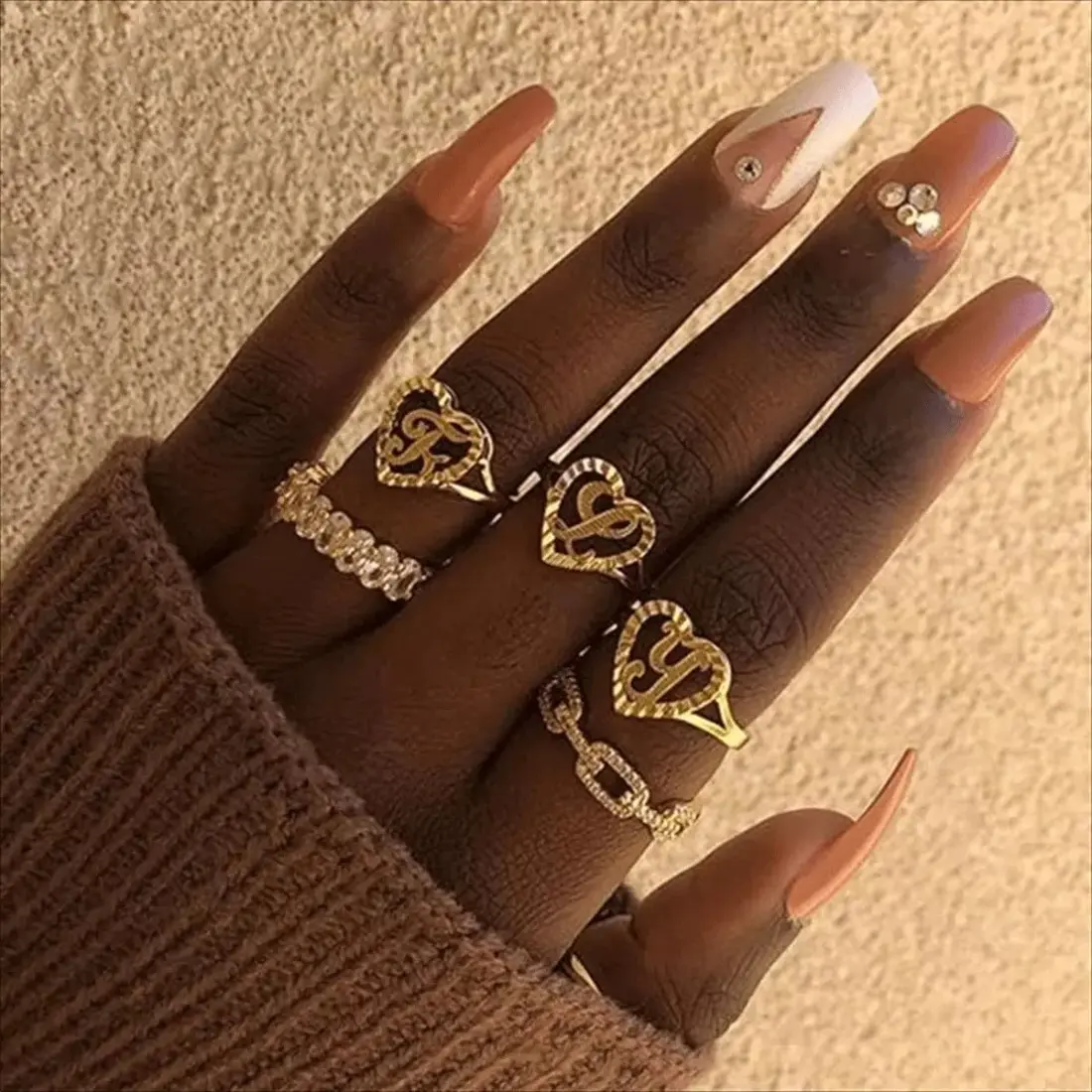 Women's Adjustable Open Cuff Rings - Heart & Letter Personalized Alphabet Jewelry, Lightweight Stackable Minimalist, Comfortable Daily Wear, Birthday Gift for Women, Elegant Casual Accessory