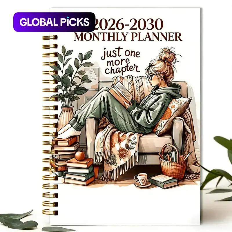 【Black Friday】2026–2030 Five-Year Monthly Planner, January 2026–December 2030, 60-Month Spiral Calendar with Reading-Themed Cover and Monthly Tabs, 5.5 × 8.3 in, Planner for Women #GLOBAL PICKS