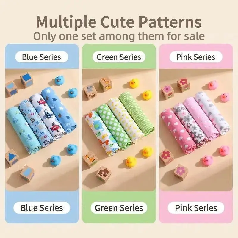 4-Pack Baby Swaddle Blanket Set Adorable Newborn Swaddles Ideal Baby Shower Gift
