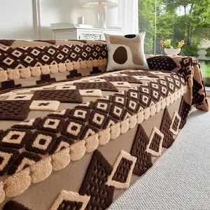 1pc Multi-Functional Cotton Velvet Sofa Throw, All-Season Sofa Pad, Protective Sofa Cover, Winter Blanket, Living Room Use