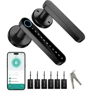 Fingerprint Door Lock,  Door Knob with Keypad Keyless Entry, Biometric Door Lock with App Control & Passcode, 4-in-1  Door Handle for Bedroom, Office, Apartment, Hotel - Modern Design