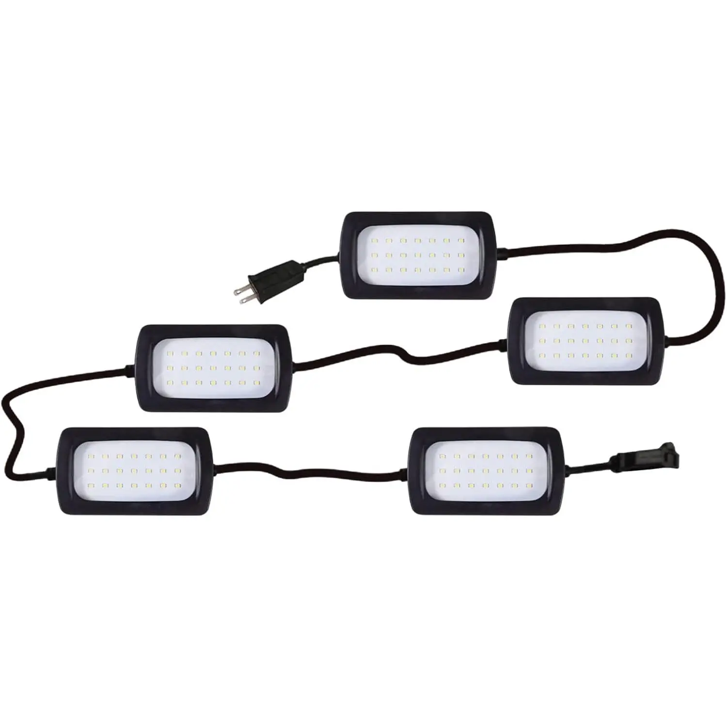50FT Led Work Light 85W 8000LM Waterproof Construction String Lights Linkable Temporary Work Lighting Outdoor Indoor Worklight (5 Light Heads)