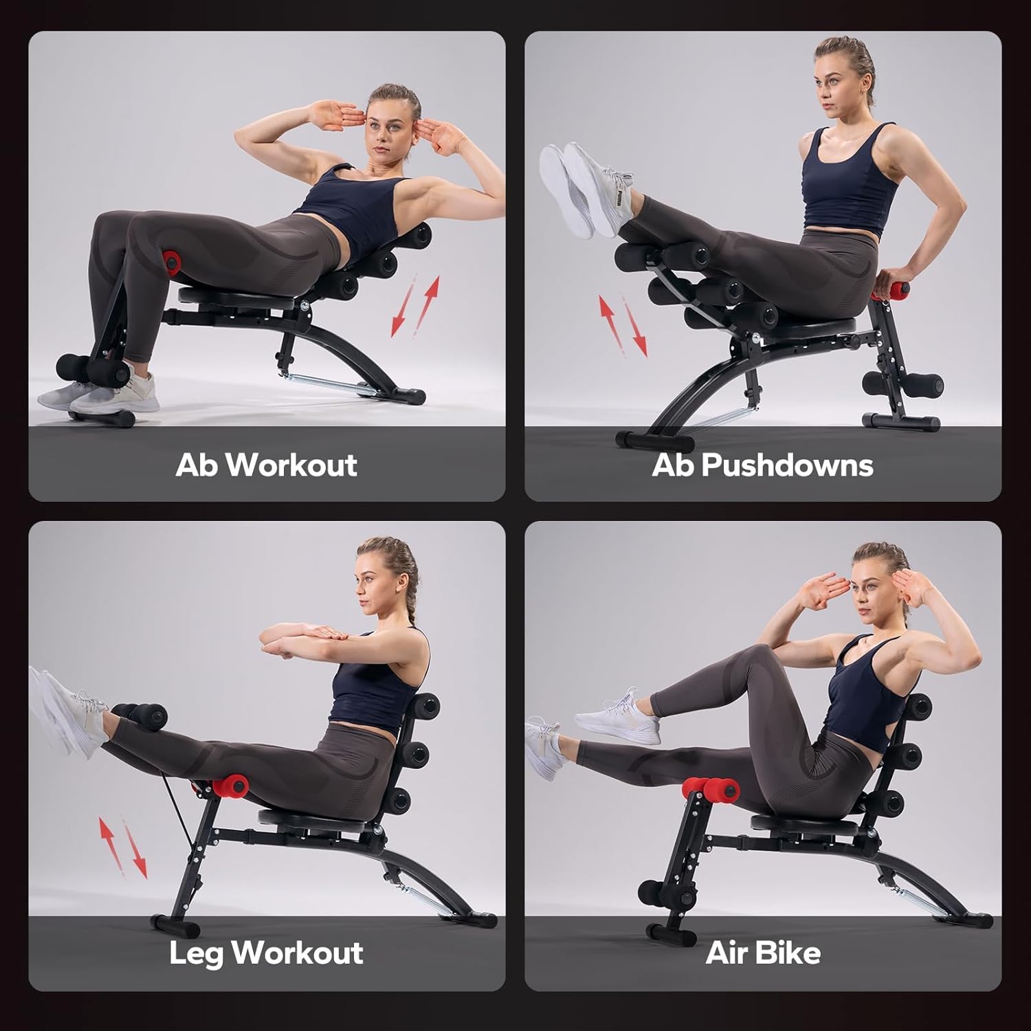 Ab Machine, Multi-Functional Adjustable Ab Trainer, Ab Workout Bench for Home Gym, Sit Up Machine for Abdominal, Exercise Chair for Full Body Workout