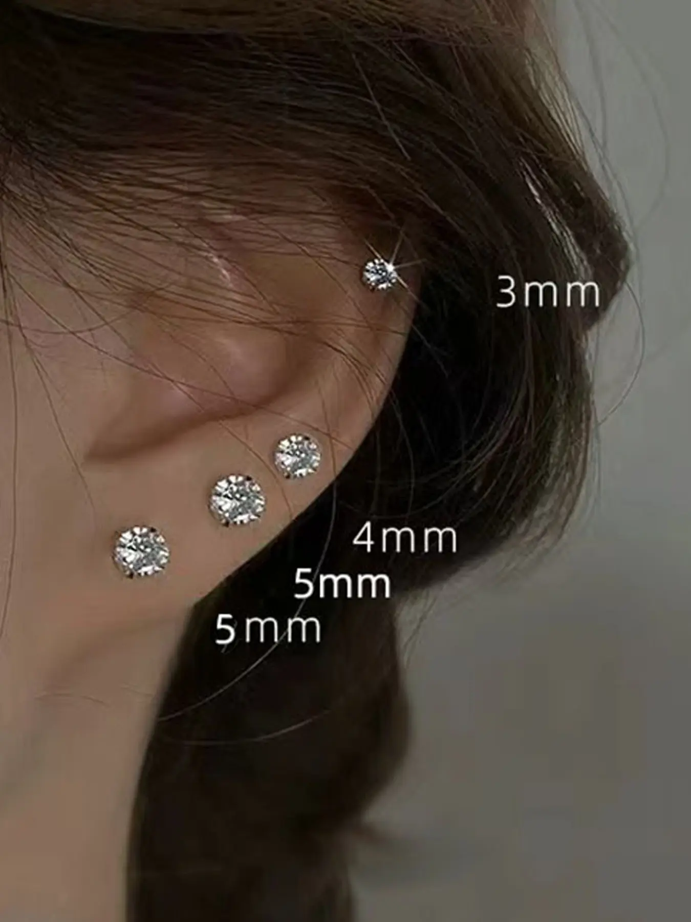 2pcs Copper Silver Color Zircon Stud Earrings for Women, Fashionable Men's Ear Rings, Long-Lasting No Fading No Deformation, Dainty Earrings