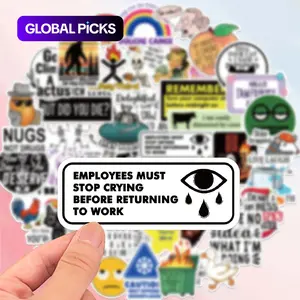 Humorous Vinyl Sticker, 50pcs Reusable Work Sticker, Funny Sticker for Laptop, Luggage, Notebook