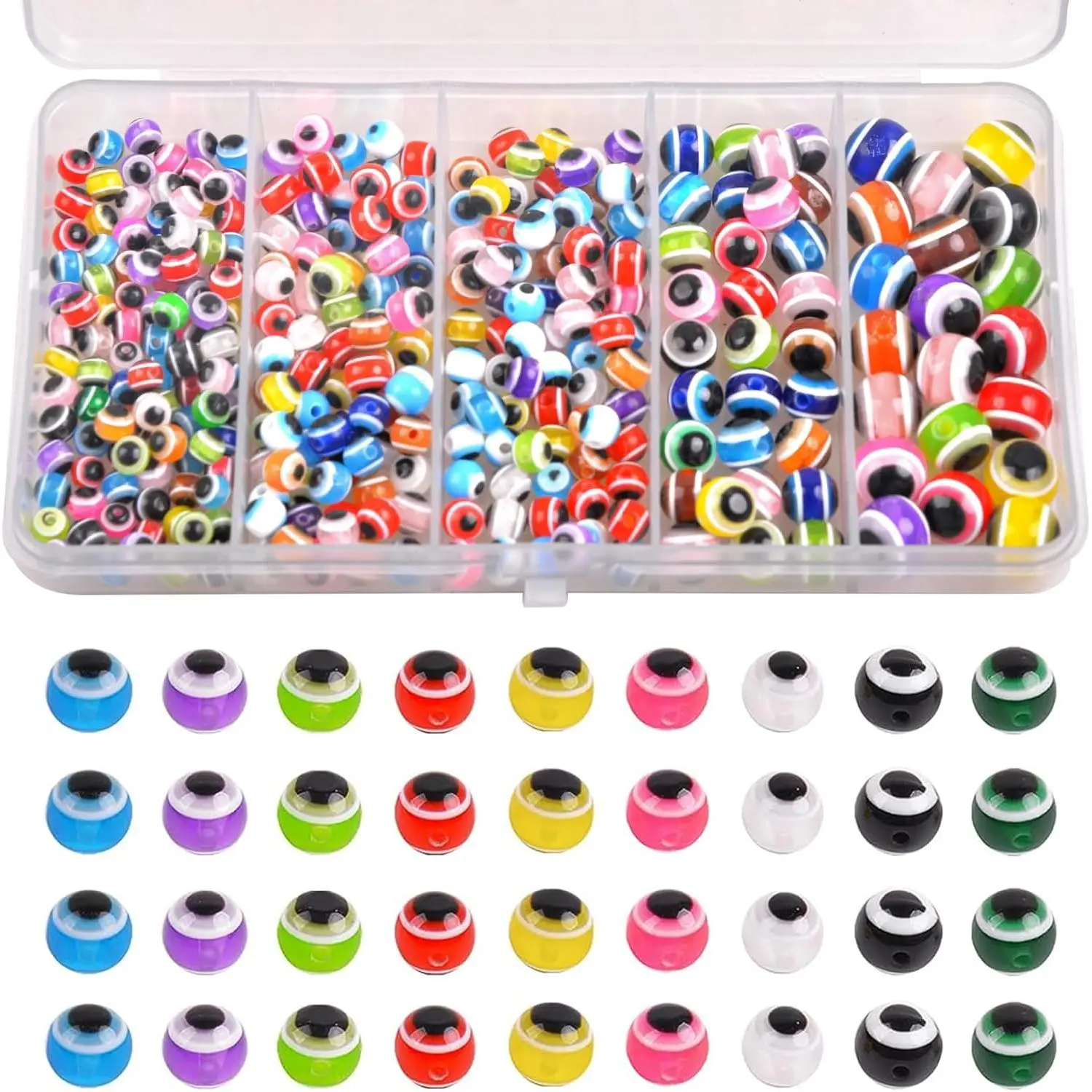 Fishing Beads  Kit Fishing Eye Beads  Color Round Plastic Beads Fishing Rigs Fishing Line Beads  Eggs for Texas  Rigs Saltwater Freshwater 5mm 6mm 8mm 10mm