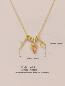 Luxury Fashion Pendant Necklace, December Number Pendant, Synthetic Zircon Inlay, Daily Wear, Birthday Gift, Holiday Present