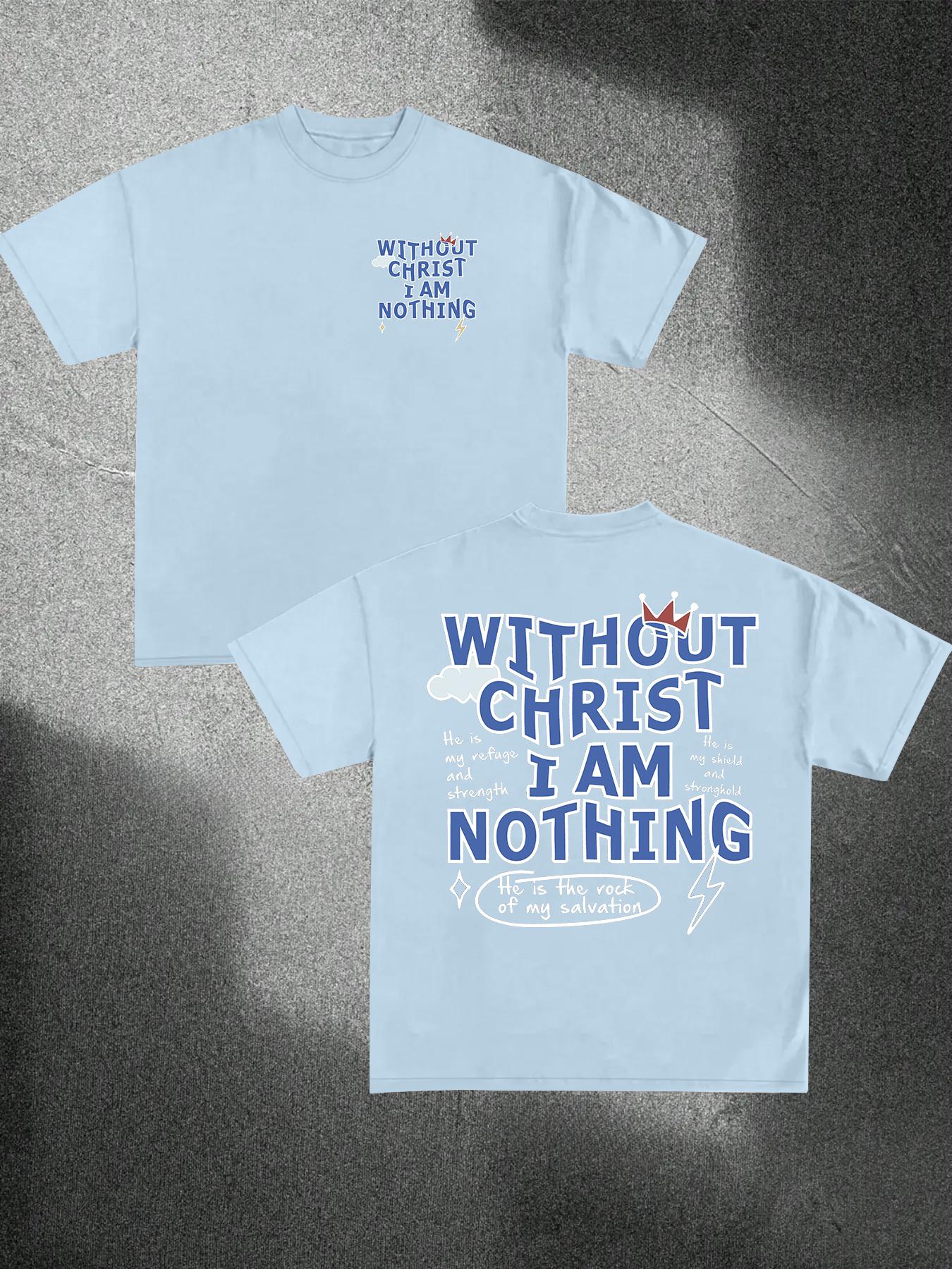 Men's Regular Fit without Christ I Am Nothing Round Neck Tee, Street Fashion Casual Short Sleeve T-shirt for Daily Wear, Menswear for All Seasons Top, Casual Style Tee