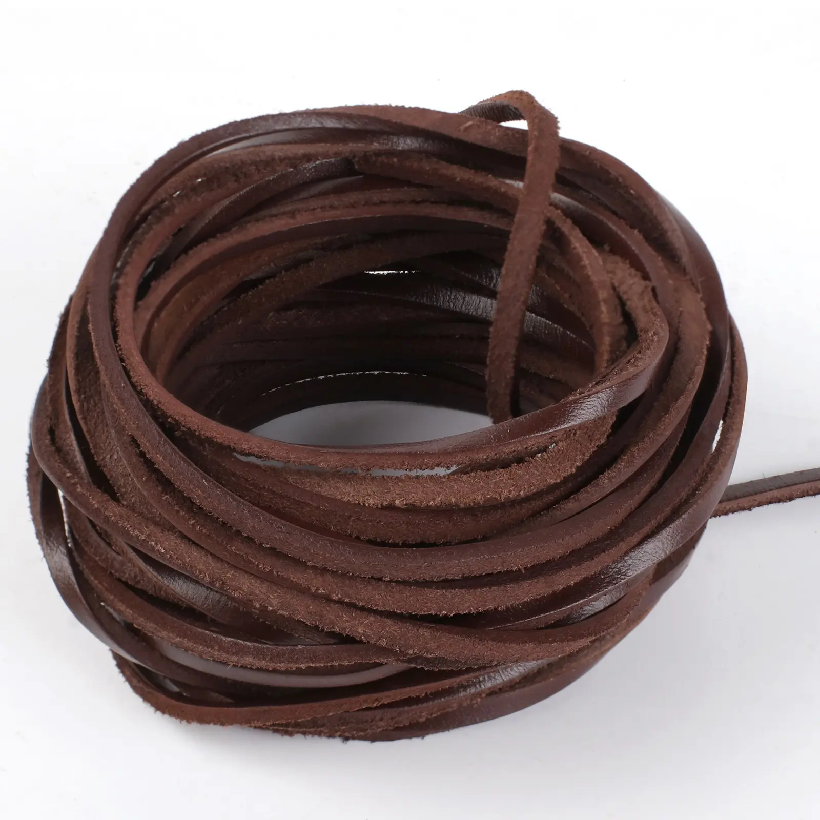 3mm Flat Genuine Leather Cord, 7.8 Yards Long, Dark Leather Strip, Ideal for Jewelry Making, Bracelet Crafts, DIY Projects