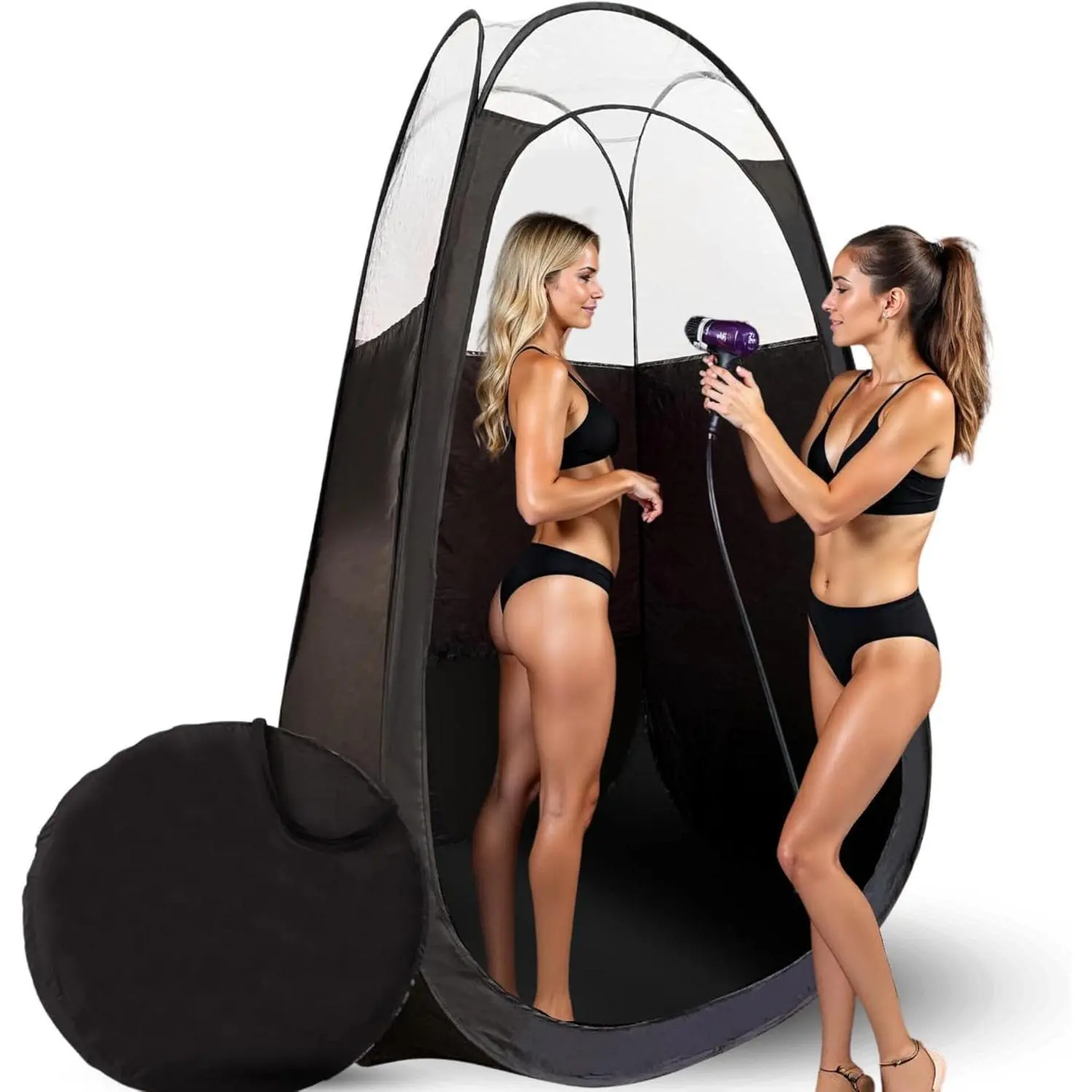 Large Deluxe Spray Tent – Pop Up Tent Portable Tanning Booth with Carry Case – Clear Window for Perfect Spray Tanning – Extraction Fan Opening – Easy Clean Spray for Home & Salon