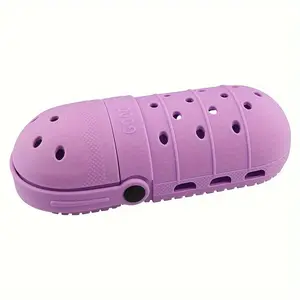 Silicone Pencil Bag, Large Capacity, Foldable and Lightweight, Portable Pen Case, DIY Shoe Hole Design, Durable Makeup Bag, Office Supplies, Unisex