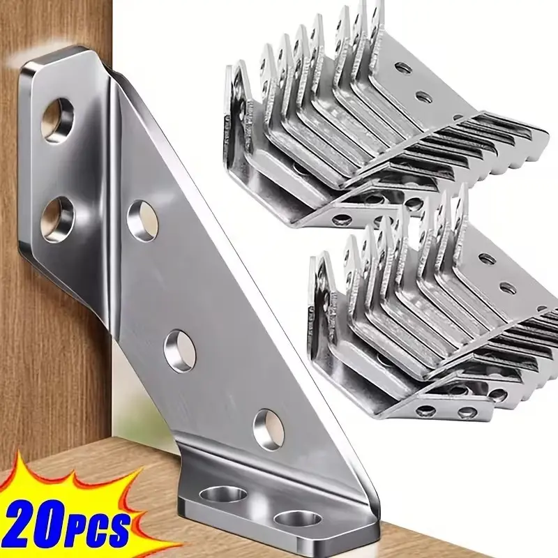20 Pcs Durable Heavy Duty Metal Angle Bracket, 90 Degree Right Angle Support, Ideal for Cabinets and Furniture, Industrial Hardware