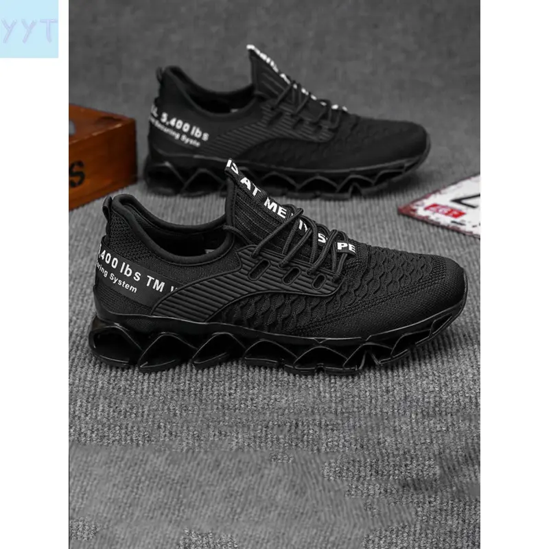 YYT1 Men's Casual Sporty Mesh Breathable Knit Lace-Up Fashion Sneakers, Versatile Low Top Outdoor Athletic Shoes, All Season Comfort, Lightweight Casual Sneakers, Trendy Sneakers, Mesh Design Sneakers