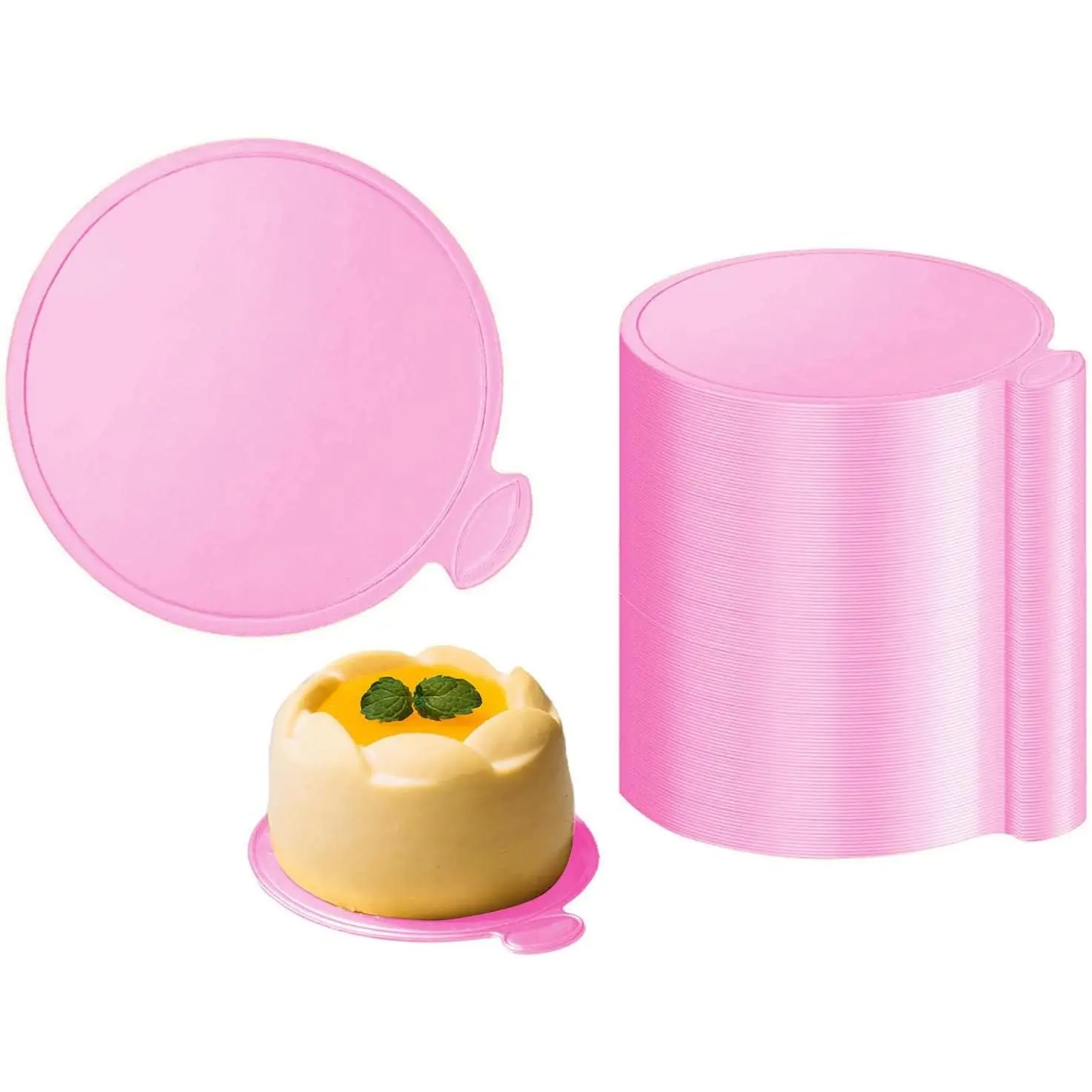 50 count 3.15 Inch Mini Cake Boards Round  Mini Dessert Plates Mousse Cupcake Trays Base Paper Plates Circle Dessert Board