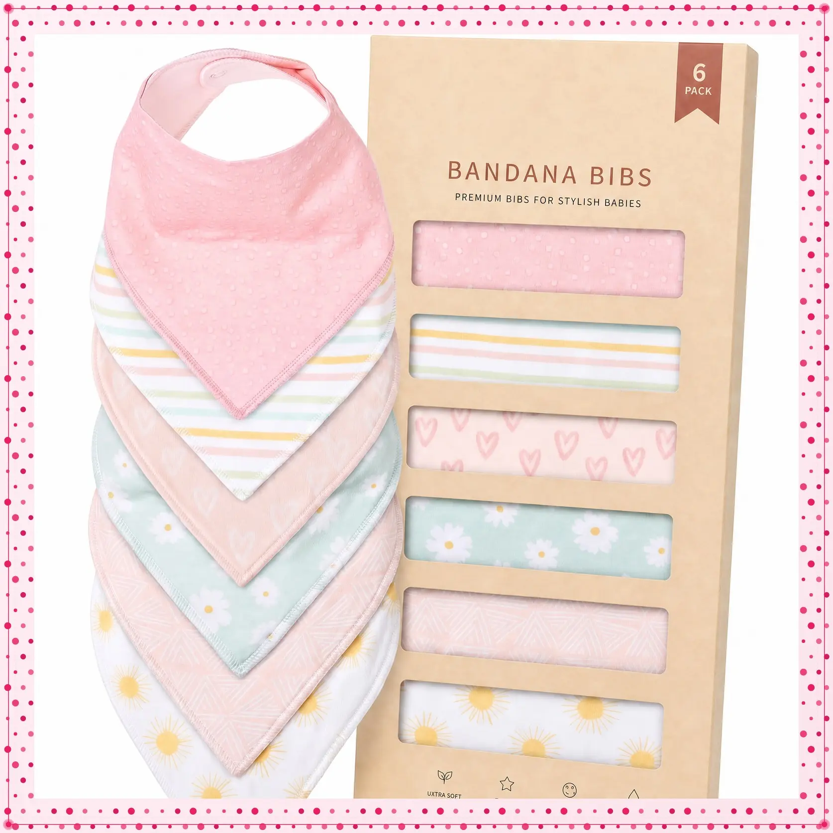 4 Pack Bandana Drool Bibs for Baby Boys & Girls - Soft Cotton Teething Bibs for DroolingGift