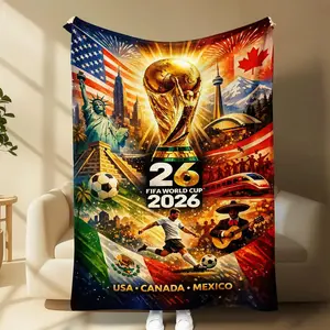 Usa Canada Mexico Flag Collage Trophy Style Cozy Fleece Flannel Soft Warm Comfortable Blanket Perfect For Home Decor Daily Use Sports Collectible Gift For Football Lovers Family And Friends