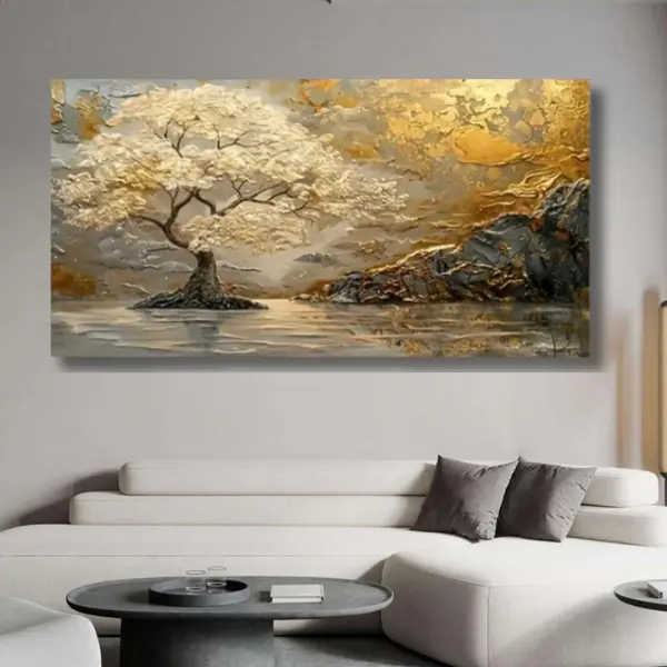 A printed canvas decorative painting, an abstract landscape tree canvas poster, suitable for living rooms, bedrooms, studios, as well as holiday gifts and home decorations.