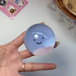 Crystal Blue Smile Face Magic Ball Squishy, Soft Slow Rising Fidget Toy, Cute Kawaii Stress Relief Gift