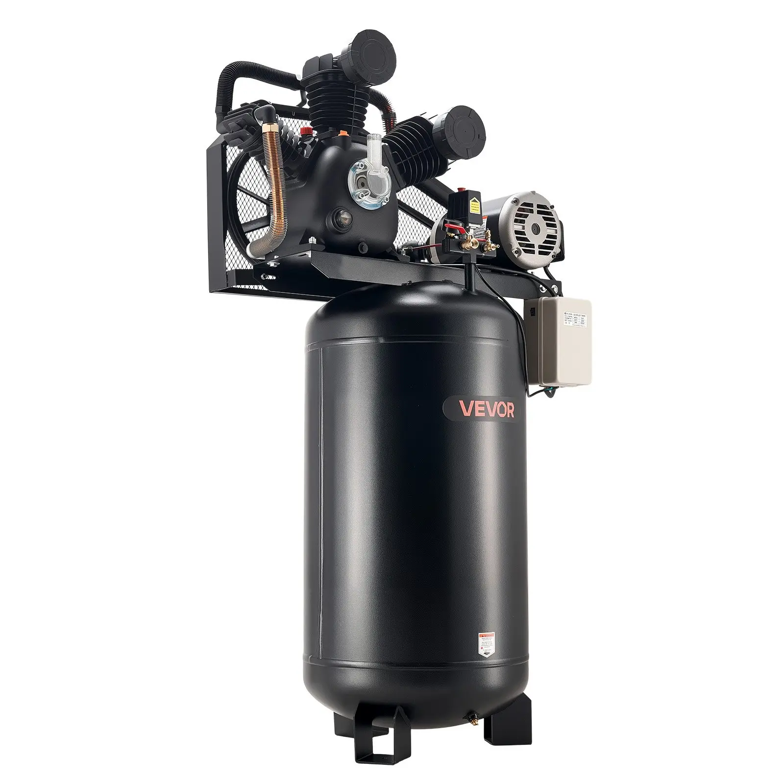【DealsForYouDays】VEVOR 80 Gallons Heavy-Duty Air Compressor, 10HP 17 SCFM at 90PSI Air Compressors Max 175PSI, Oil-Lubricated Compressor Tank for Industrial Manufacturing, Large Workshops (230V 3-Phase, No Plug)