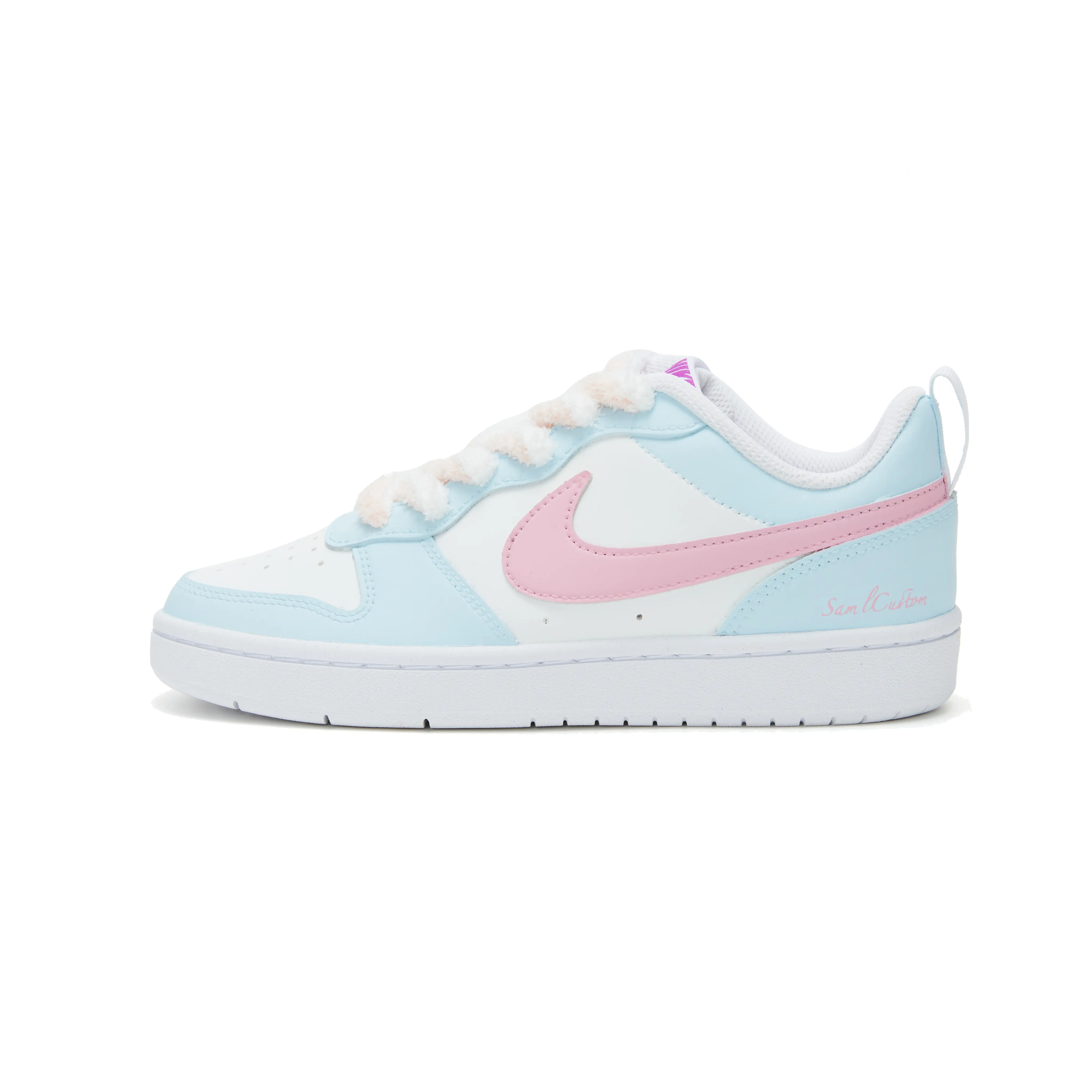 Nike Court Borough Low 2 Women’s Sakura Campus Sneakers in Pink and Blue Verifiable, with credentials and supporting global authentication
