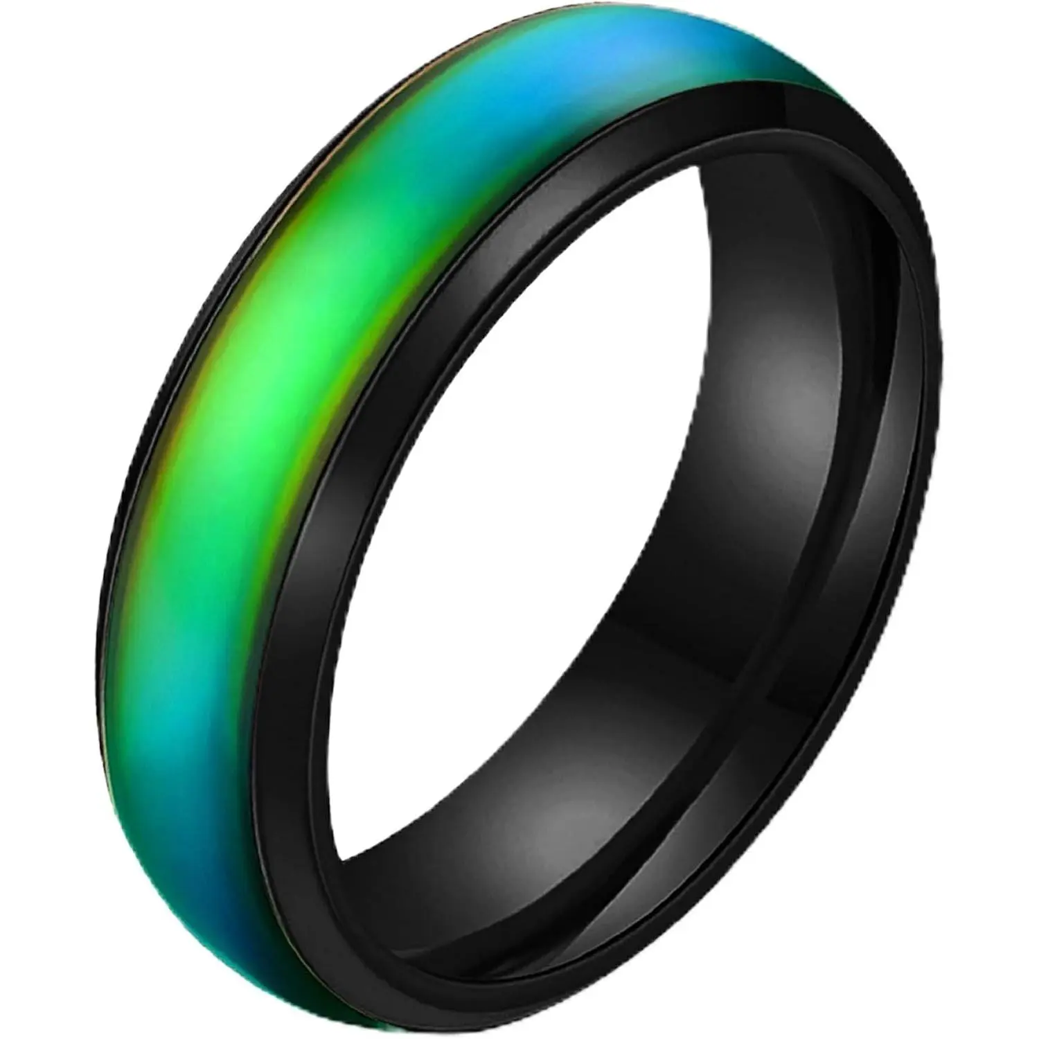 Temperature Changing Mood Ring for Men and Women, Stainless Steel Durable Wedding Band,  Couple Jewellry, Sporty Design  Y1854