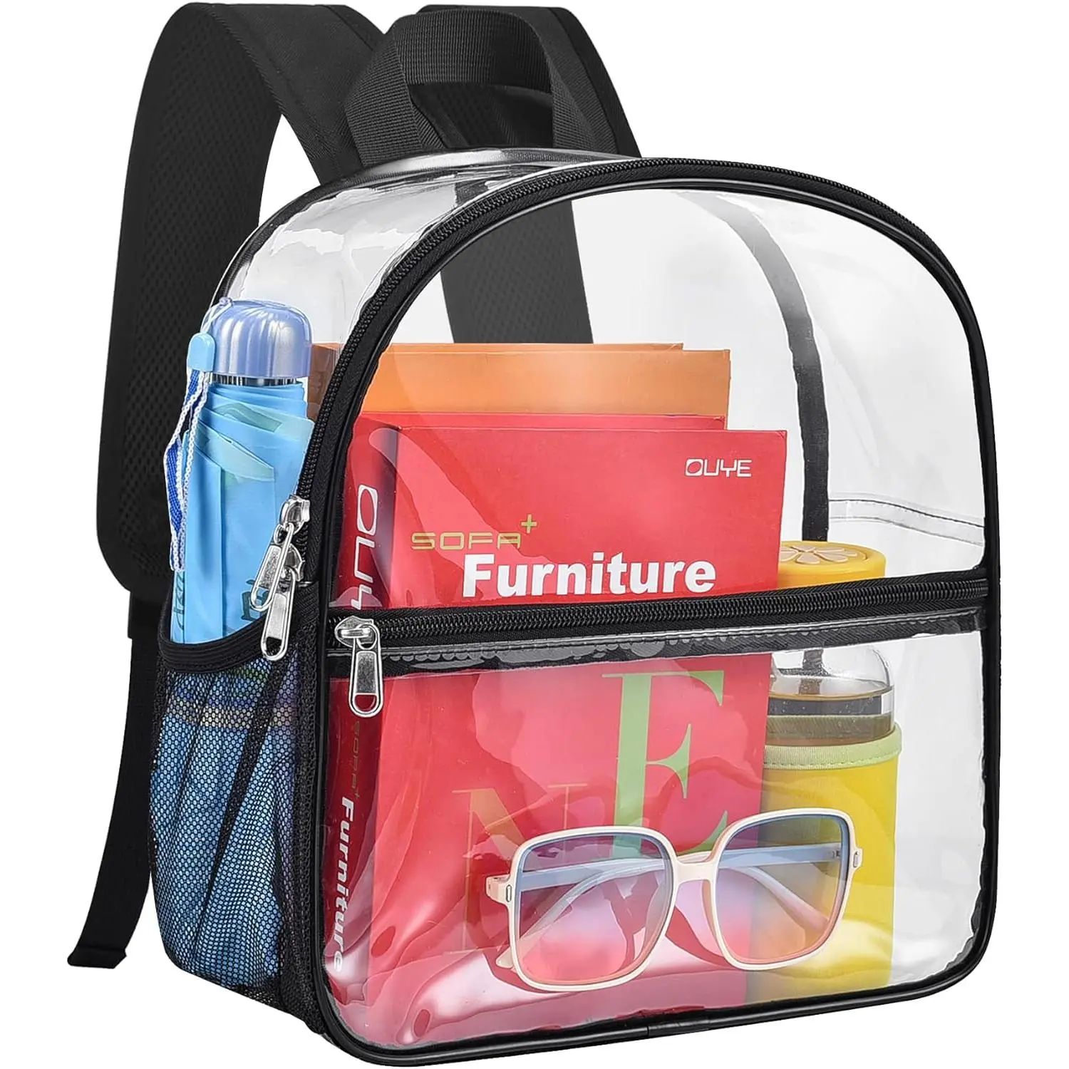 Small Clear Backpack Stadium Approved 12x12x6 with Reinforced Shoulder Straps, Transparent Security Daypack for Work, School, Concerts, Festivals and Sporting Events
