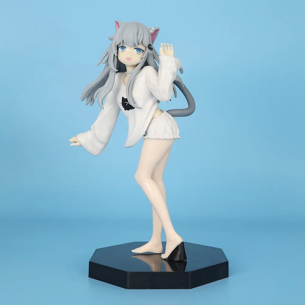 Standing Kanagawa Cat Girl Figurine, Anime Pretty Girl Handmade Model, Cat Ear Girl Desktop Decoration, Collectible Figure, Cute Collectible Figurines