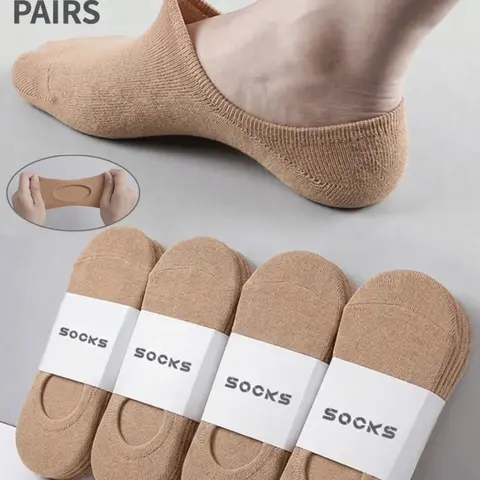 5-Pack Invisible Ankle Socks, Short Socks, Knee-High Socks, Thigh-High Socks, Women's Socks, Casual Socks, Unisex Low-Cut Non-Slip Lined Socks, Breathable and Comfortable Casual Socks, All Season Socks, Socks Pairs, Skin-Tone