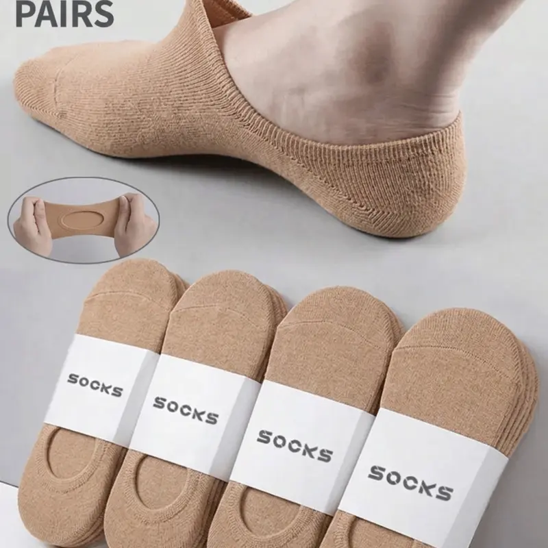 5-Pack Invisible Ankle Socks, Short Socks, Knee-High Socks, Thigh-High Socks, Women's Socks, Casual Socks, Unisex Low-Cut Non-Slip Lined Socks, Breathable and Comfortable Casual Socks, All Season Socks, Socks Pairs, Skin-Tone