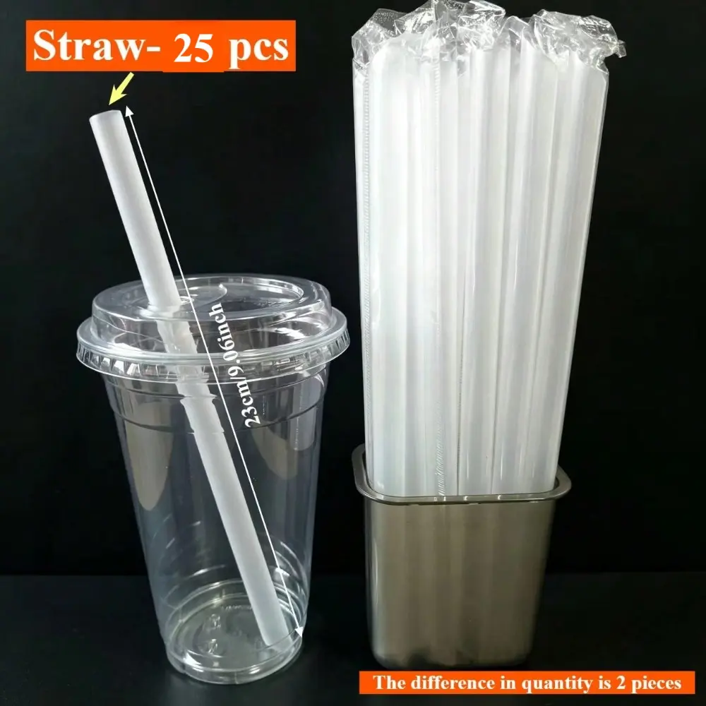 Large diameter milk tea straws - individually packaged for juices, milk tea, coffee, iced coffee, milkshakes, and strong juices - ultra wide for poppies and smoothies -25pcs Bubble tea straws Plastic Straws