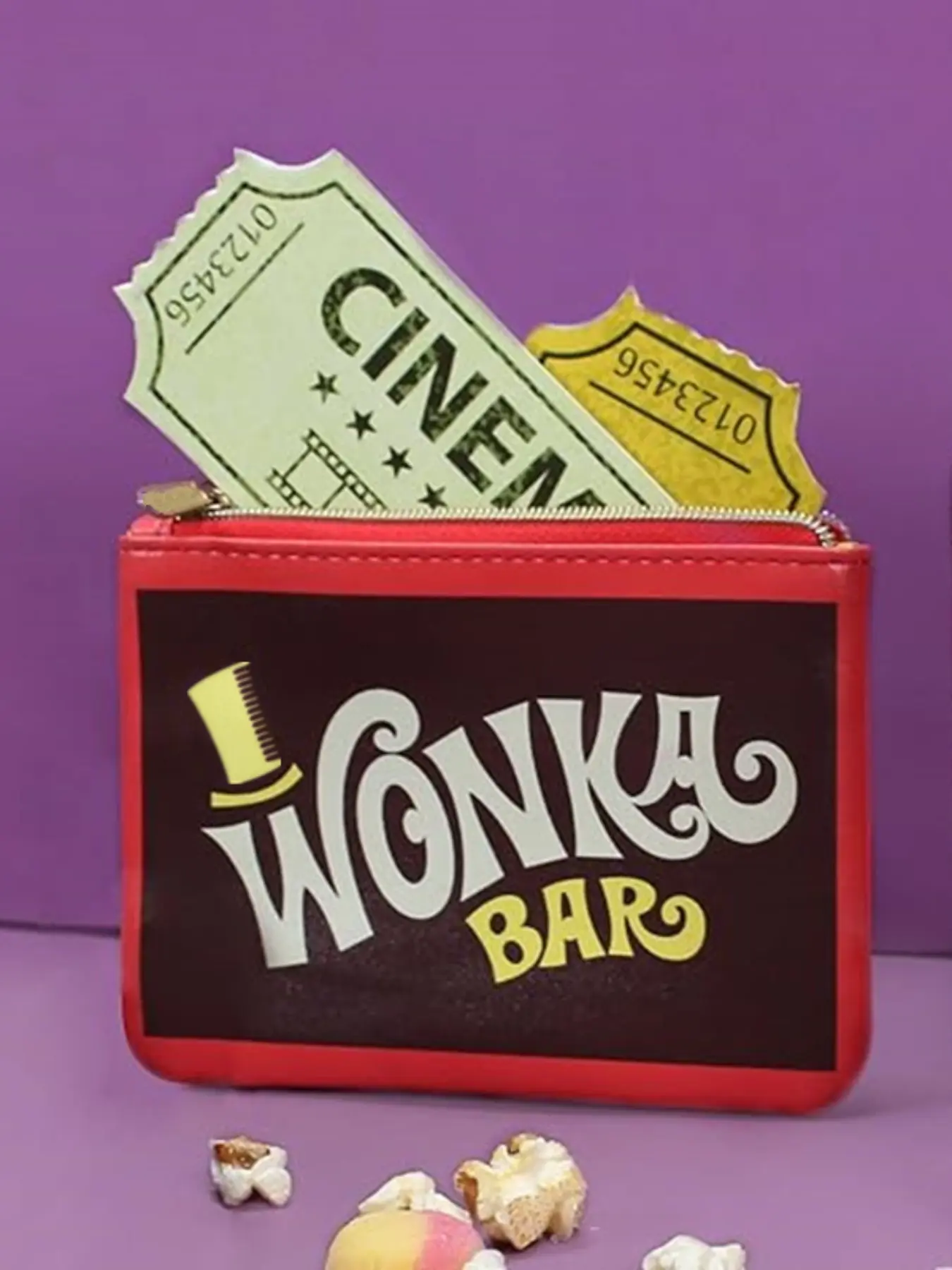 Wonka Bar Zippered Coin Pouch, Cute Cartoon Wallet, PU Material, All Seasons, No Ca Prop 65, Perfect for Everyday Use