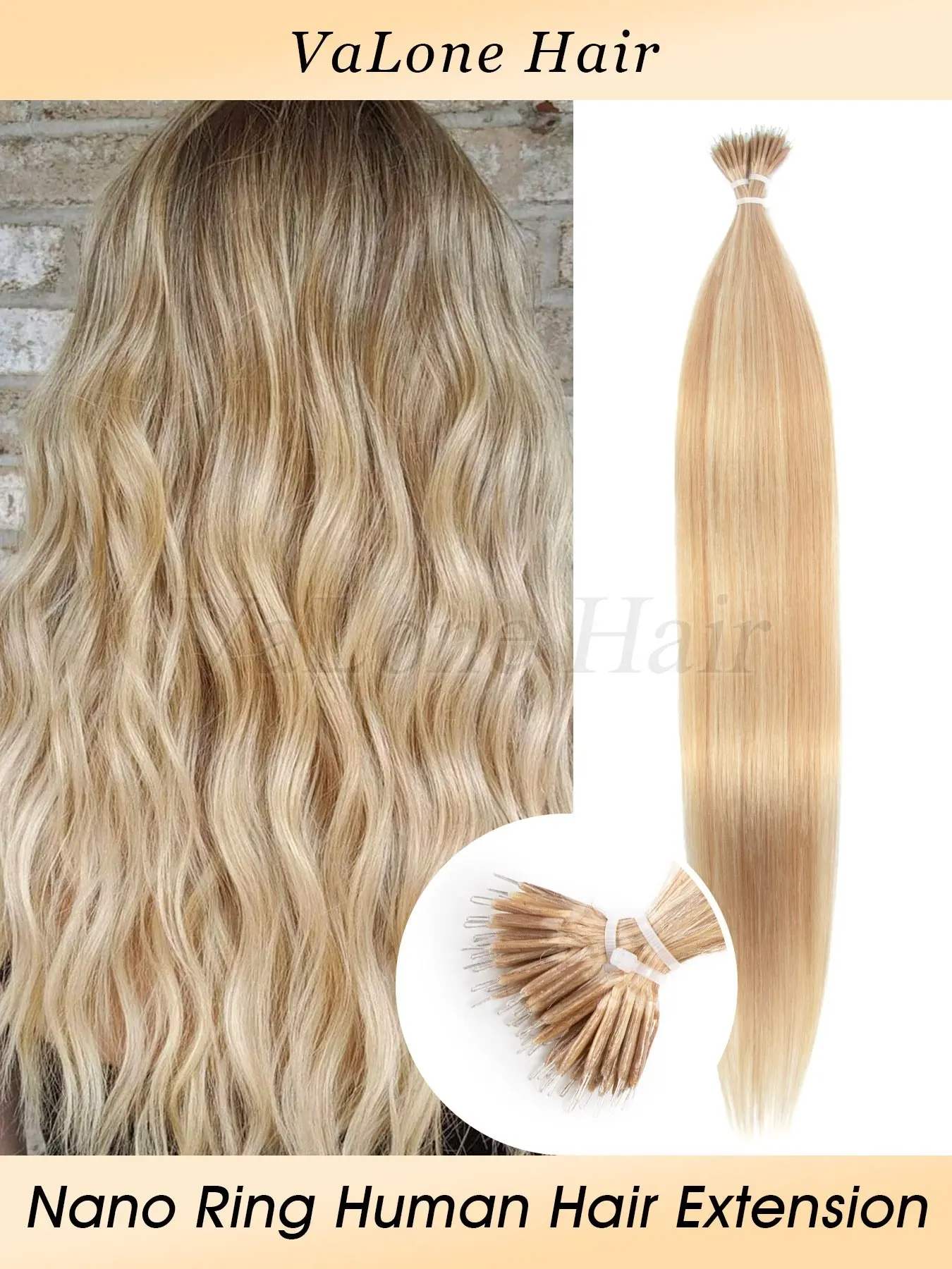 Nano Ring Hair Extensions, Pre-Bonded Nano Ring Remy Human Hair Extensions, Cold Fusion Nano Ring Hair Extensions, Nano Tip Hair Extensions, 50 Strands Remy Human Hair Extensions, Suitable For All, Invisible, Natural, Human Hair Silky