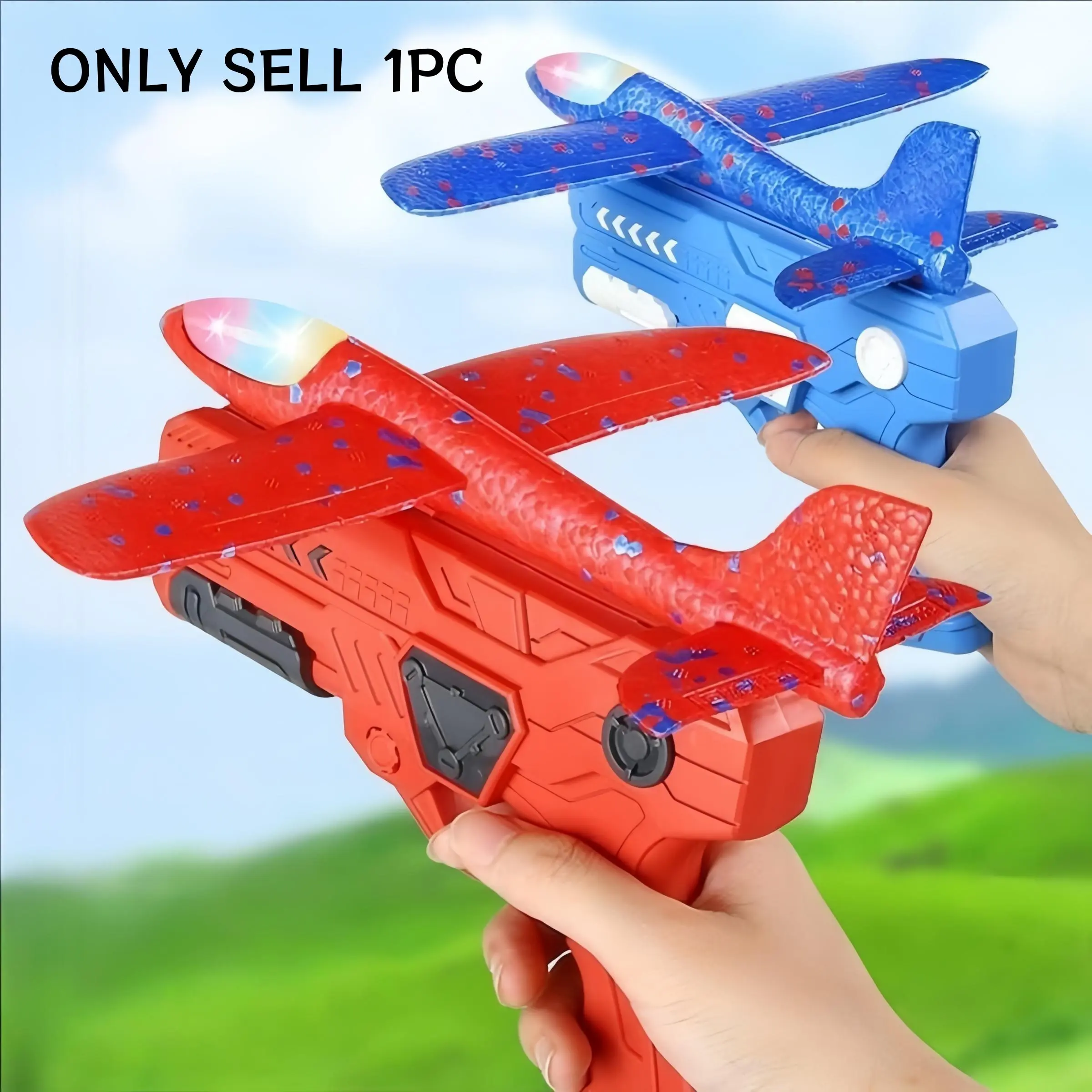 Outdoor Sports Toy, Hand Throwing Foam Glider Airplane Launcher Toy, Handheld, Outdoor Sports Toy for Boys & Girls, Birthday Gift for Kids, Boys & Men gifts