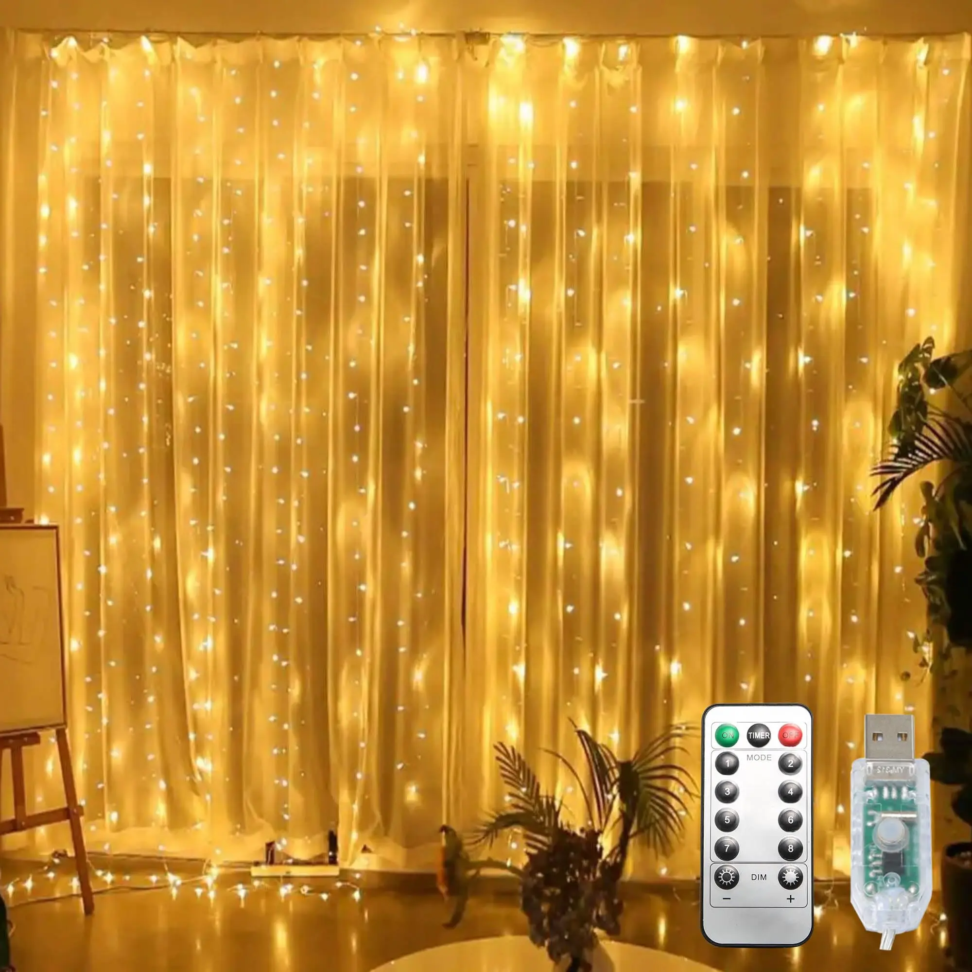 2 Packs 300 LED Curtain String Lights, 9.8x9.8ft Waterproof Fairy Lights with 8 Lighting Modes & Remote Control, Super Bright Decor for Christmas, Weddings, Parties, Bedroom, Wall and Window, Led Lighted, Led Outdoor Waterproof