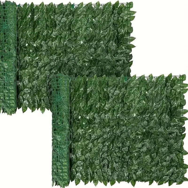 Two Rolls Thickened Dense Artificial Leaf Fence Net, Ideal for Outdoor Garden Privacy and Aesthetics, Natural Look for Balcony Railing Decor